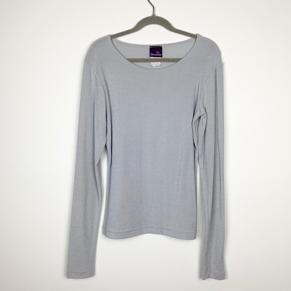 VTG Genevieve Long Sleeve Stretchy Shimmer Top
